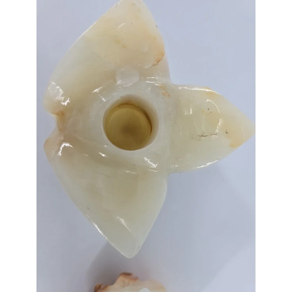 Vintage Pair Of Carved Alabaster Tulip Taper Candle‎ Holder - Mexico Beautiful!